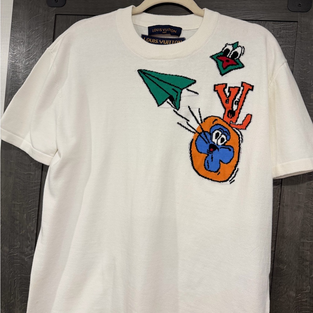 Louis Vuitton White Tee with Colorful Graphic